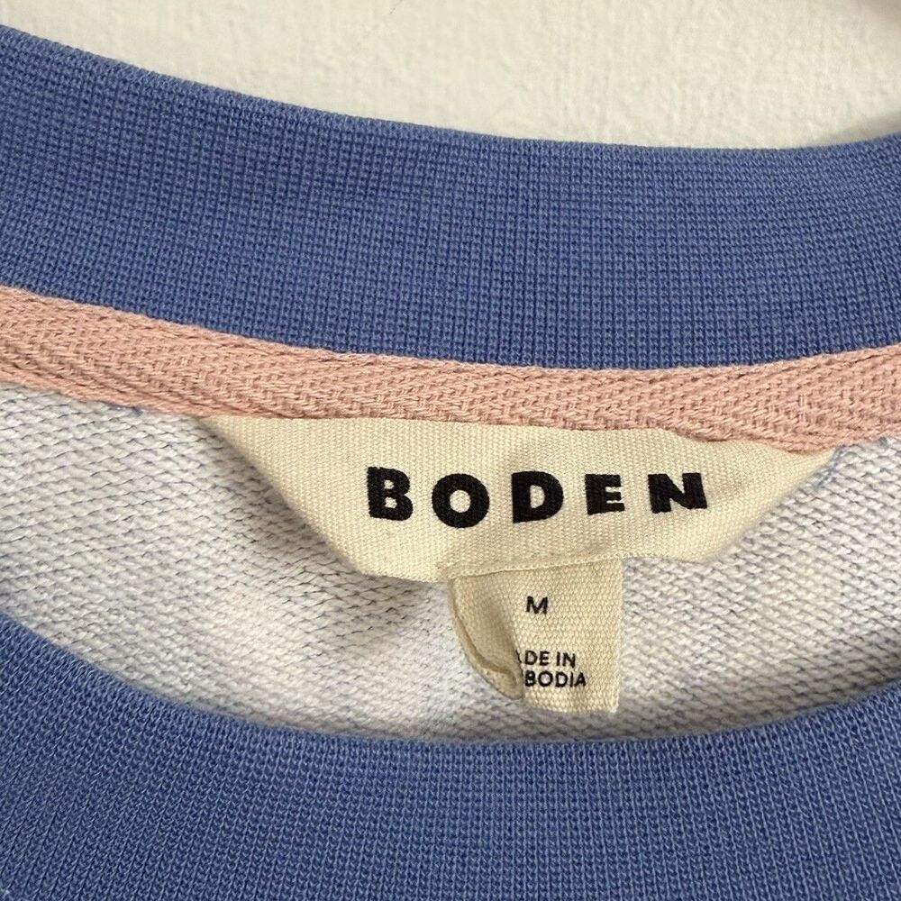 Boden Sweatshirt Womens Medium Blue Rosa Printed Pullover Cotton Crewneck - Picture 2 of 8